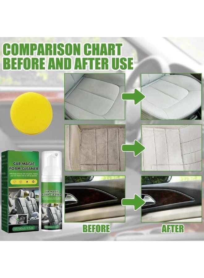 منظف ​​رغوي قوي للسيارات 60 مل - مزيل سحري للبقع لمقاعد السيارة، والمفروشات، والأقمشة، والأسطح الداخلية مع إسفنجة تنظيف - Image 5